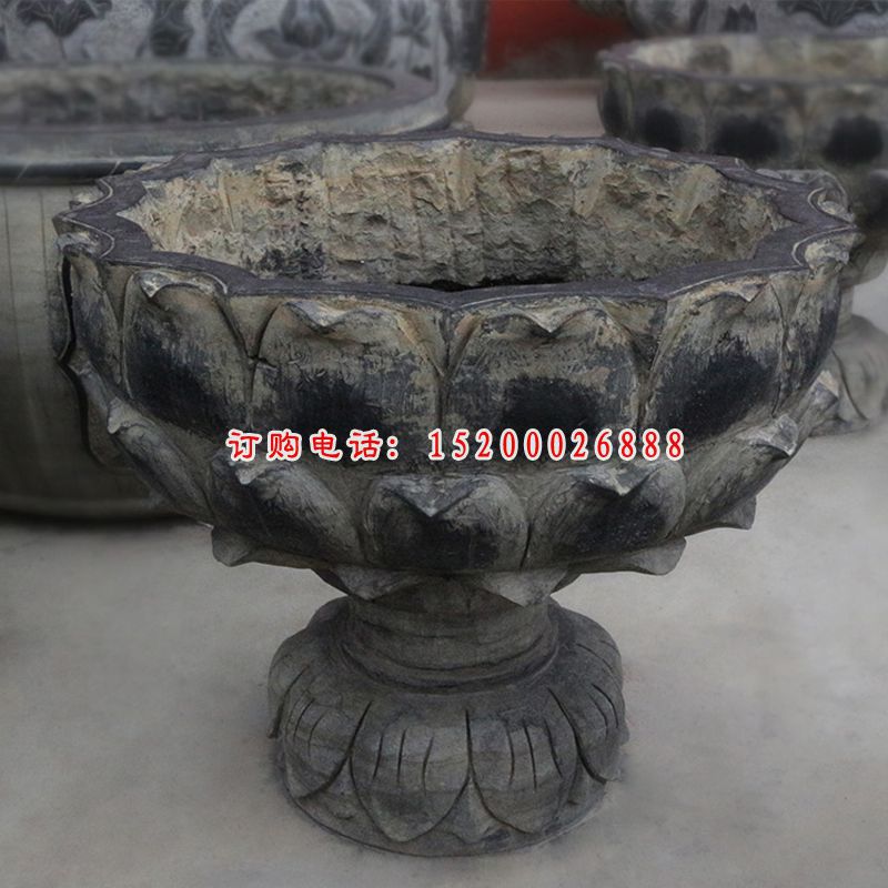 仿古花盆，石雕花盆