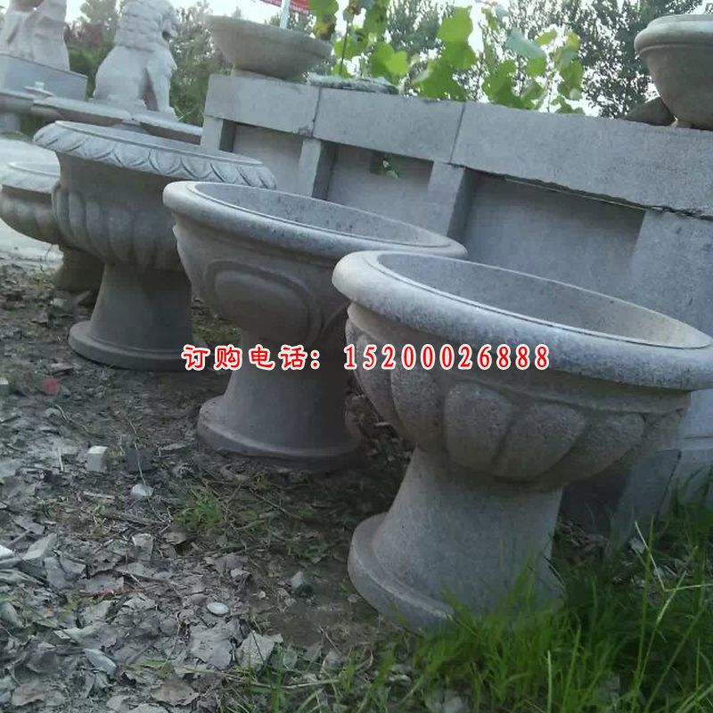 石雕花盆，广场花钵石雕 (1)