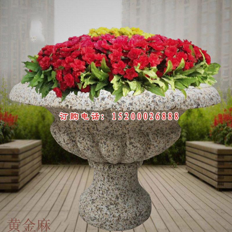 花盆石雕，小区石花钵