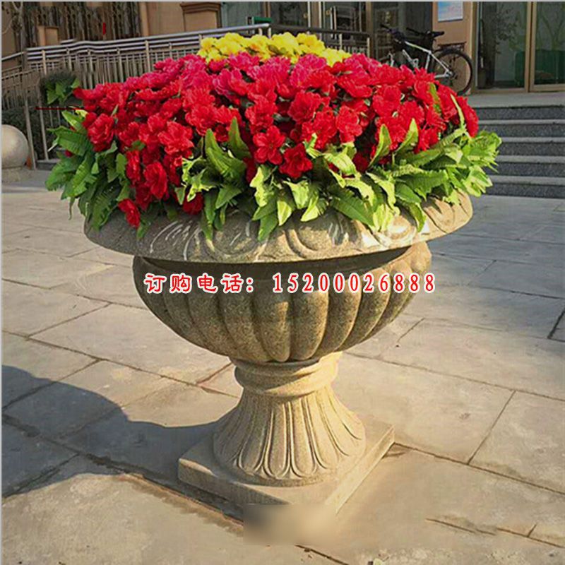 花盆雕塑公园石雕花钵