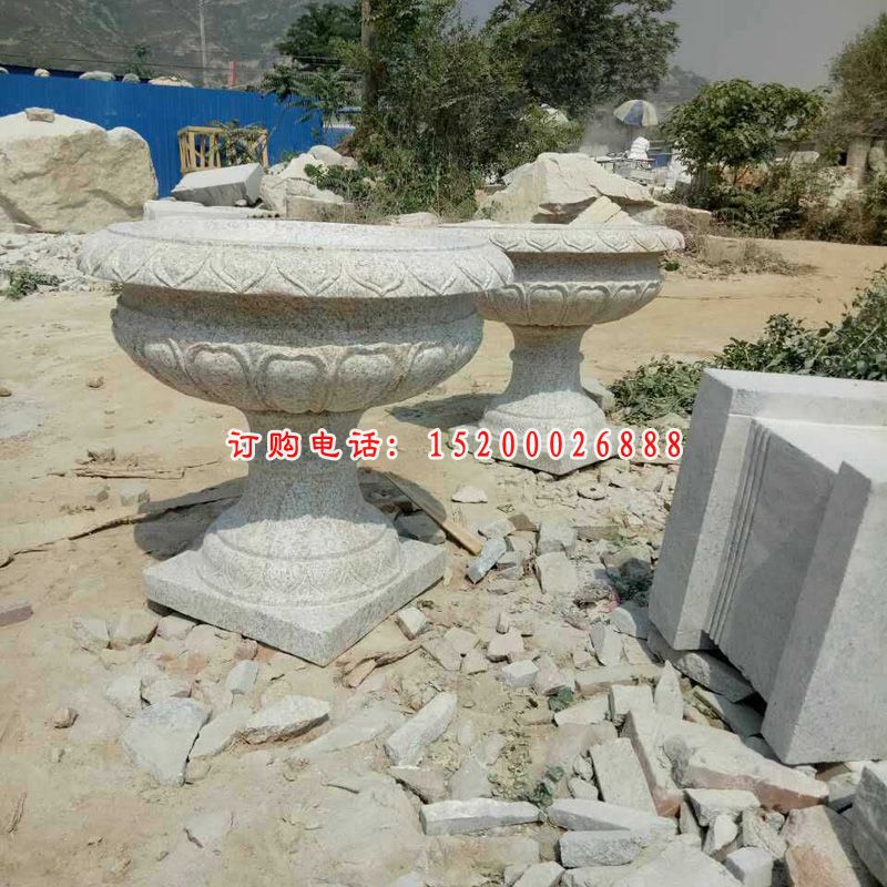 花盆石雕，公园花钵石雕