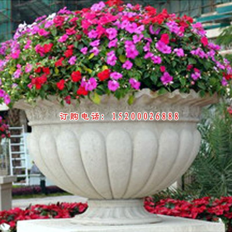 石雕花盆，砂岩花盆雕塑，广场石花盆 (1)