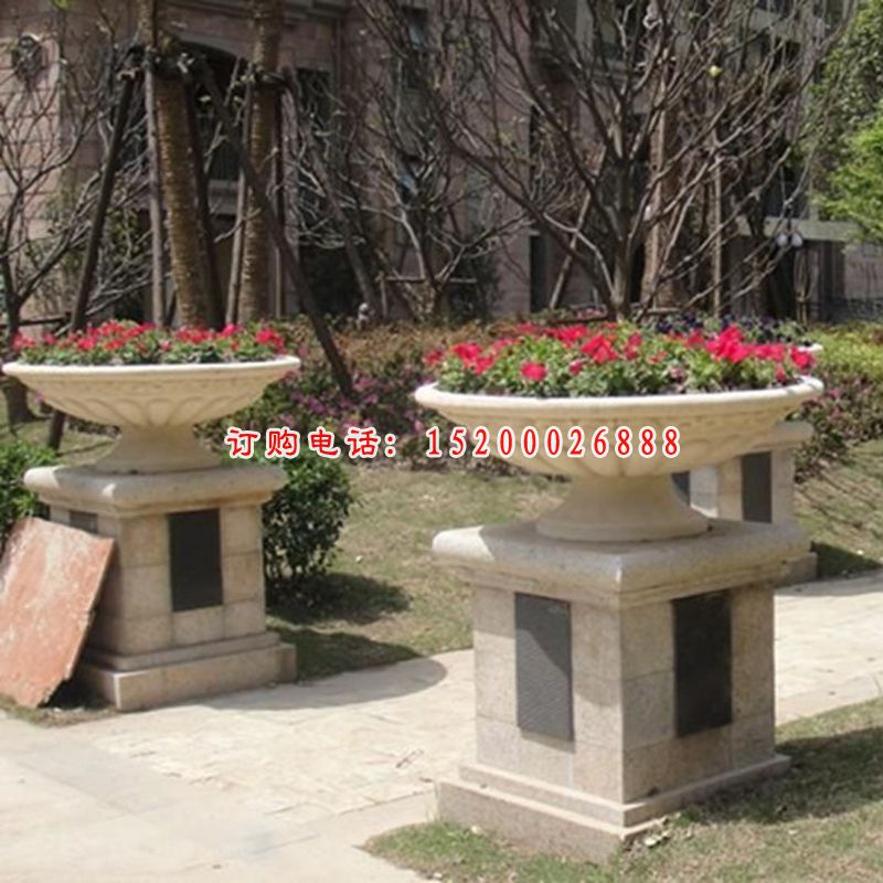 石头花盆，石雕花盆，大理石花盆 (3)