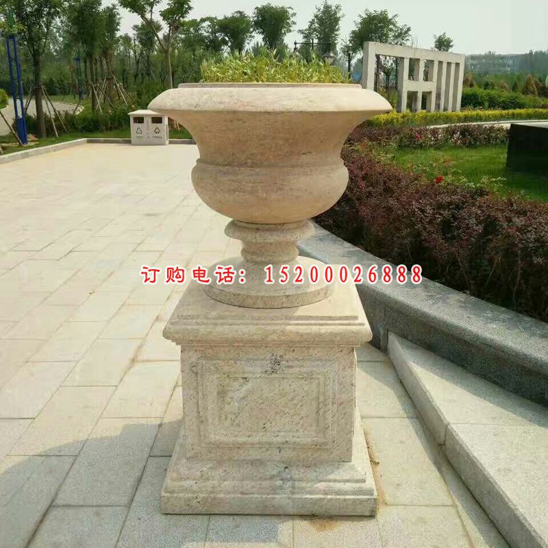 砂岩花盆雕塑 小区欧式花盆石雕