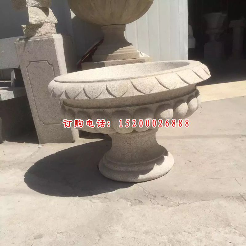 石雕花盆，砂岩花盆石雕