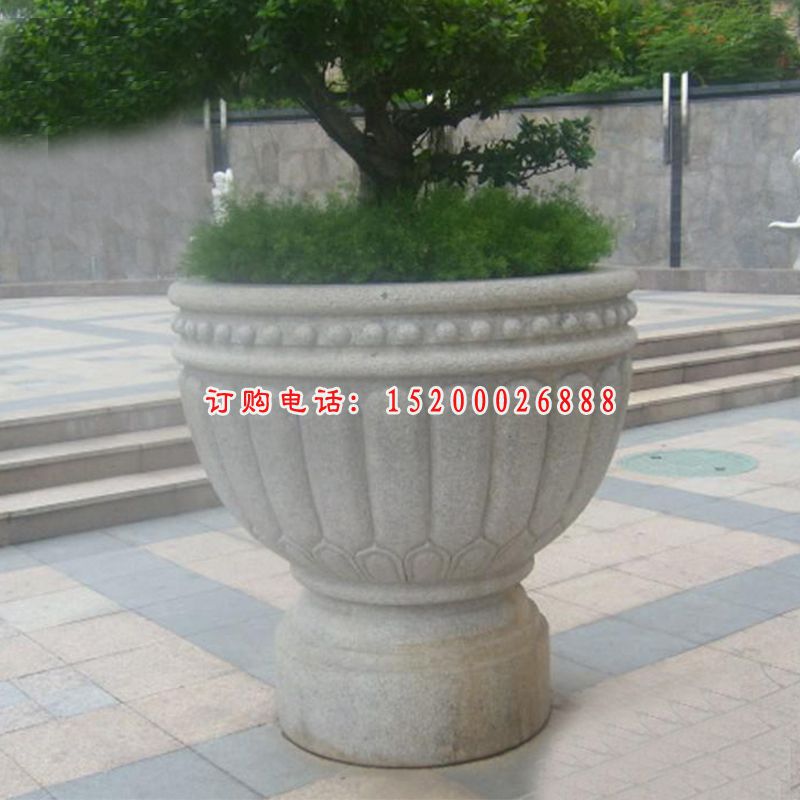 石雕枫叶鲤鱼花盆    大理石小区景观摆件 (3)