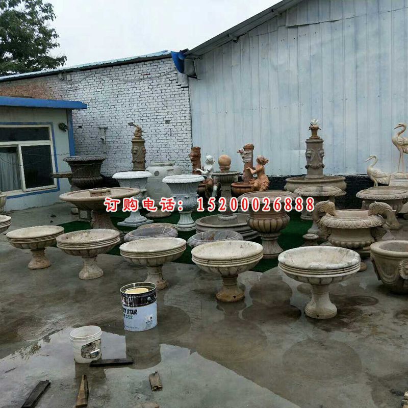 石雕花钵雕塑   大理石别墅景观摆件