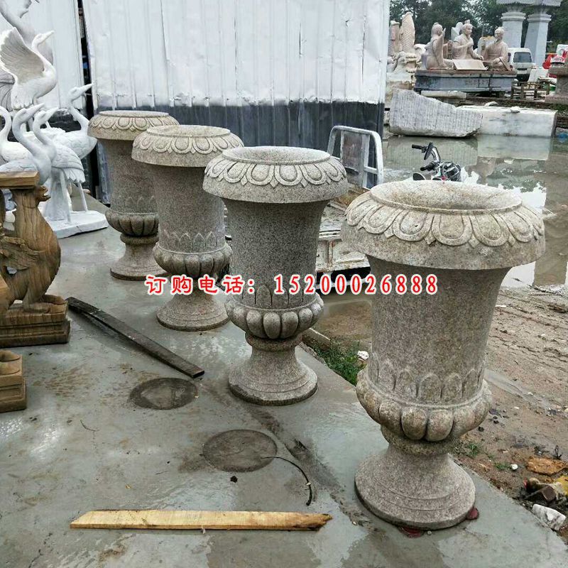 石雕花钵雕塑   大理石小区景观摆件