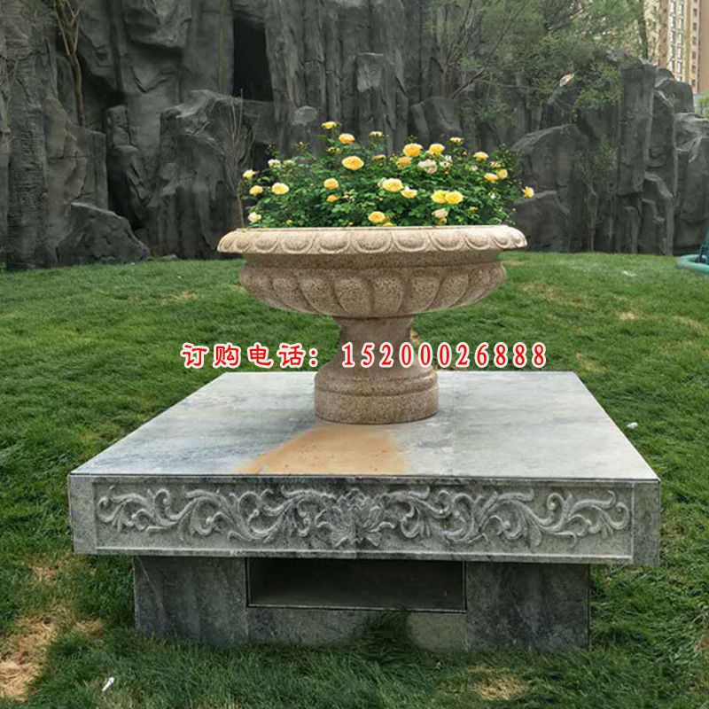 石雕花盆 公园花岗岩花盆石雕 (7)