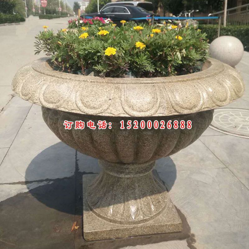 石雕花盆 公园花岗岩花盆石雕 (8)