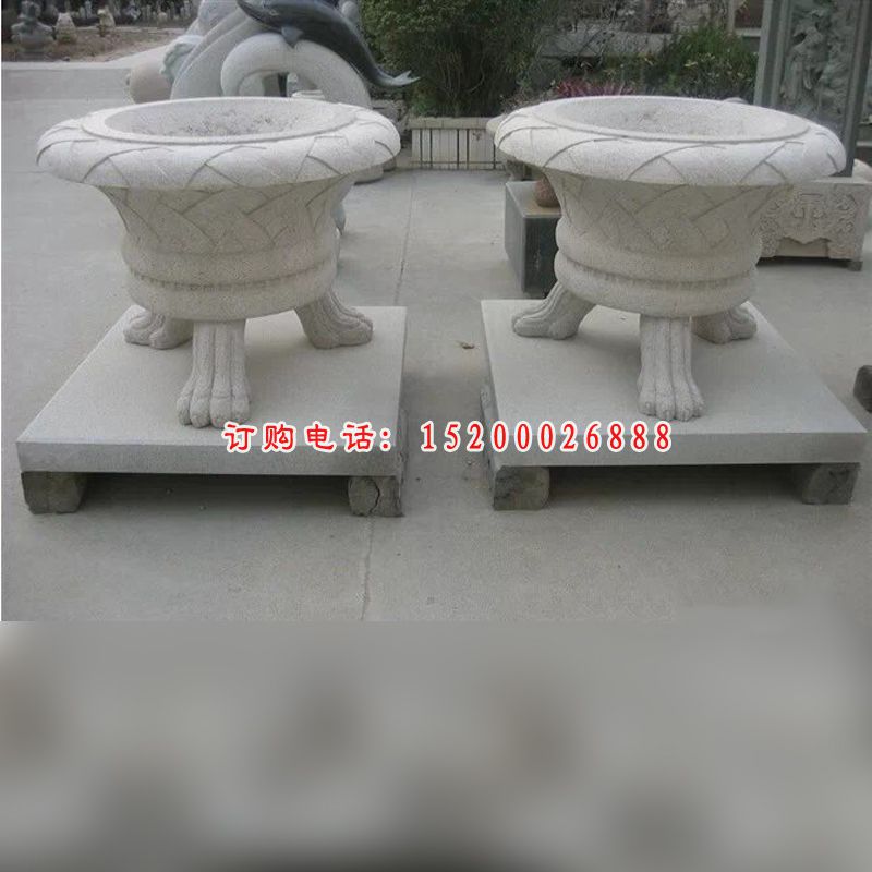 石雕花盆，广场花盆石雕