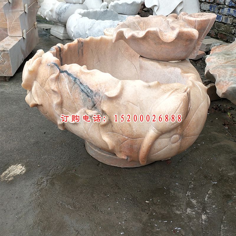 大理石抽象花盆   石雕别墅景观摆件 (1)