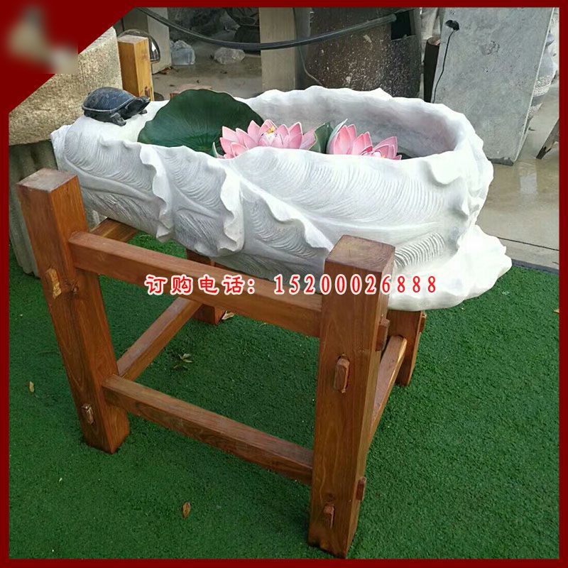 大理石荷花水盆  石雕小区景观雕塑
