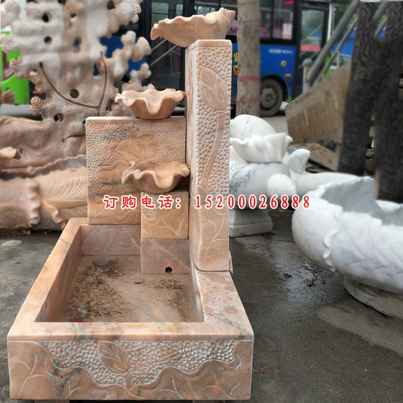 大理石花朵水池  石雕别墅景观摆件 (1)