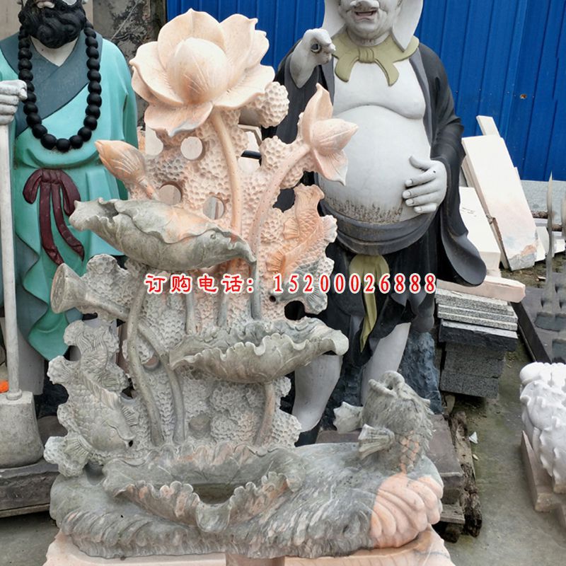 大理石莲花雕塑  石雕广场景观摆件
