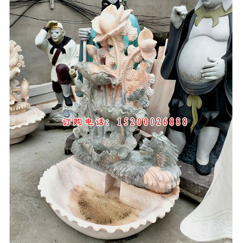 大理石莲花水池 石雕广场景观摆件 (2)