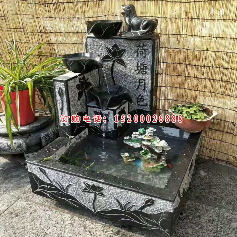 青石荷塘月色盆景，酒店景观石雕 (1)