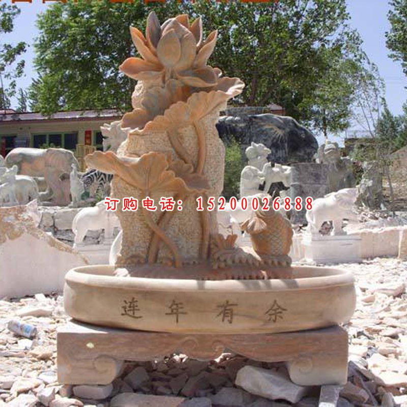 公园景观石雕，连年有余石雕 (2)