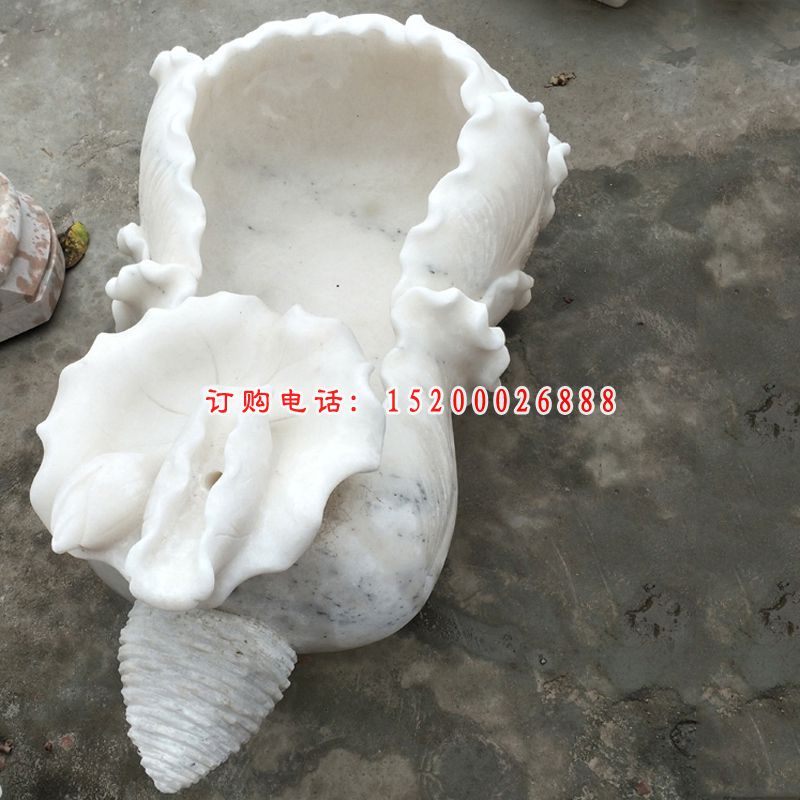 汉白玉莲花水缸   石雕小区景观摆件 (4)