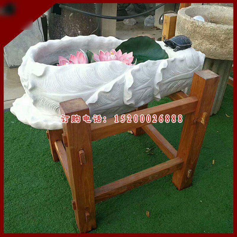 汉白玉水缸，白菜水盆石雕