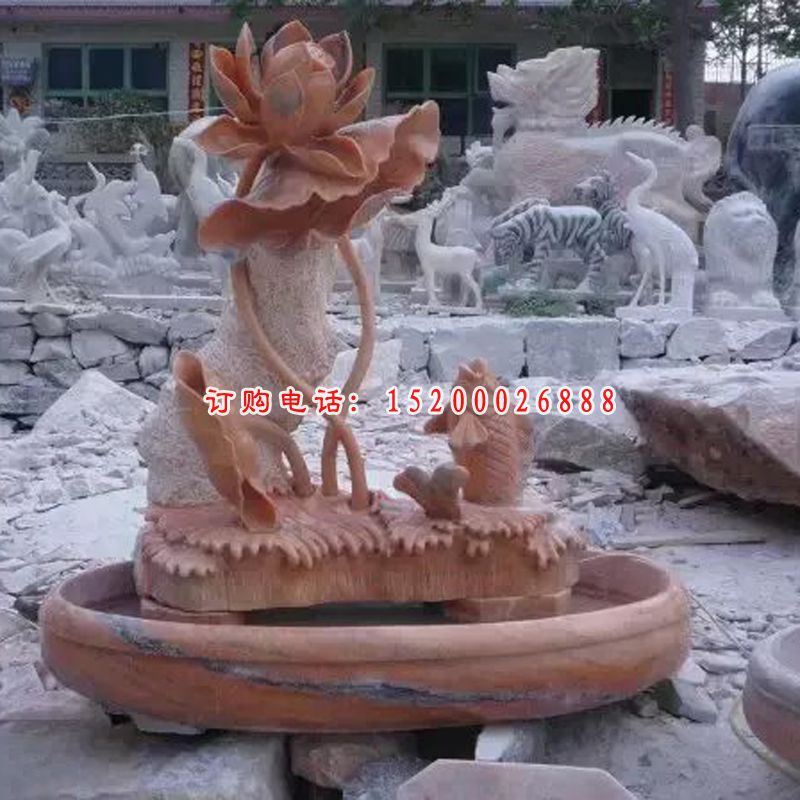 荷花鱼景观石雕