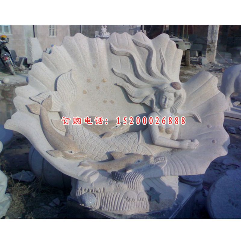 美人鱼石雕，公园景观石雕