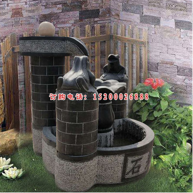 青石假山水池   石雕小区景观雕塑 (2)