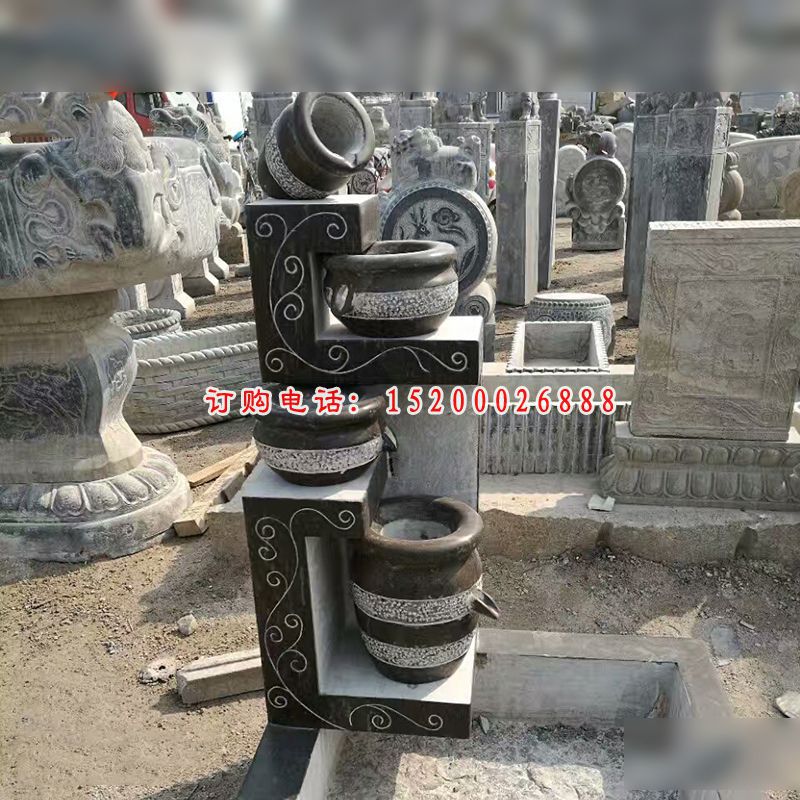 青石假山水池  石雕小区景观雕塑
