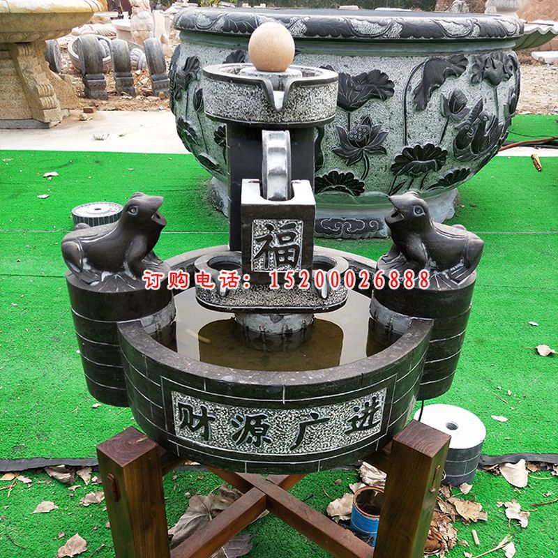 青石貔貅水池  石雕小区景观雕塑 (4)