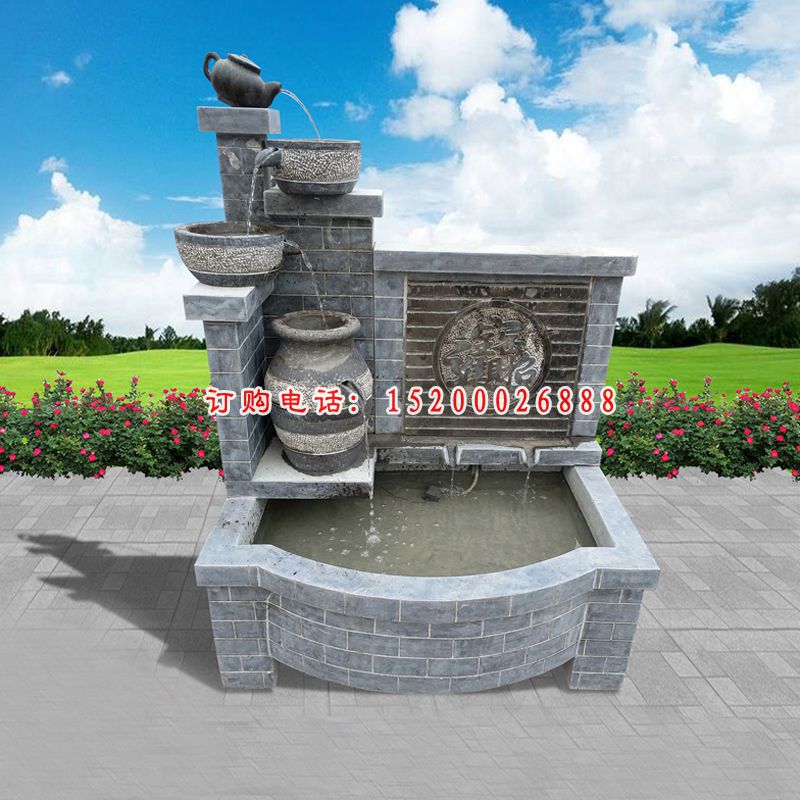 青石水壶水池  石雕别墅景观雕塑