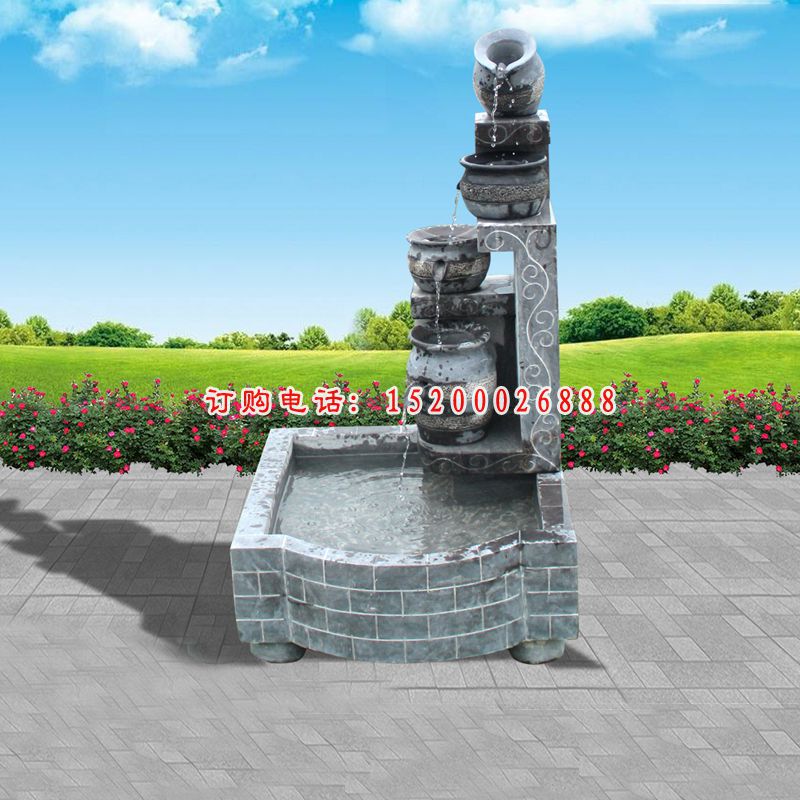 青石水壶水池  石雕庭院景观雕塑