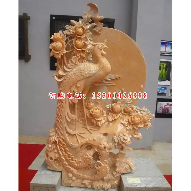 石雕孔雀雕塑，石头孔雀雕塑