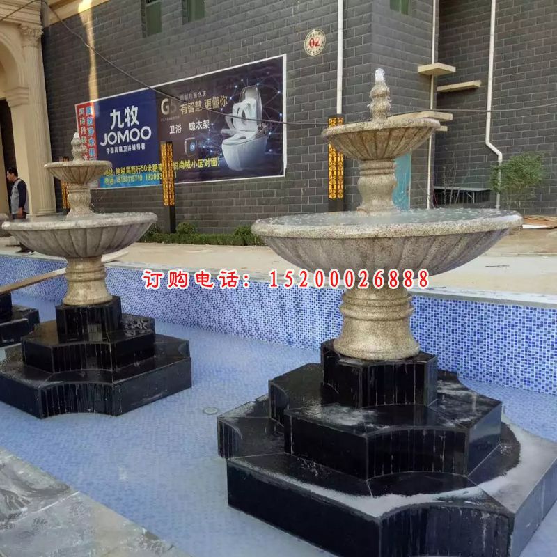 石头喷水盆，石雕跌水盆 (2)