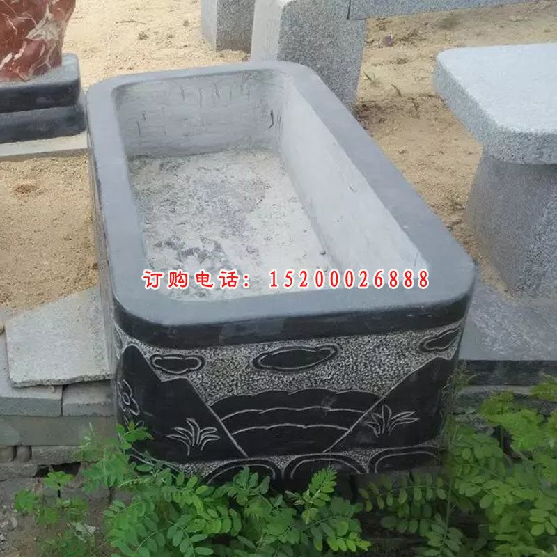 方形石水缸，仿古水盆 (1)