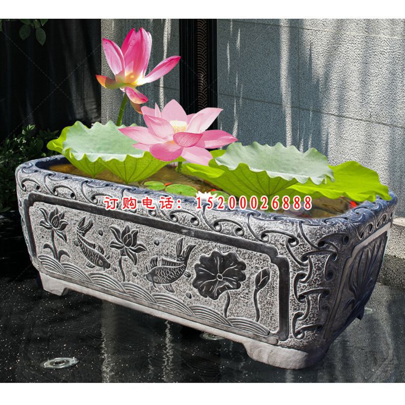 庭院景观石雕，青石鱼缸