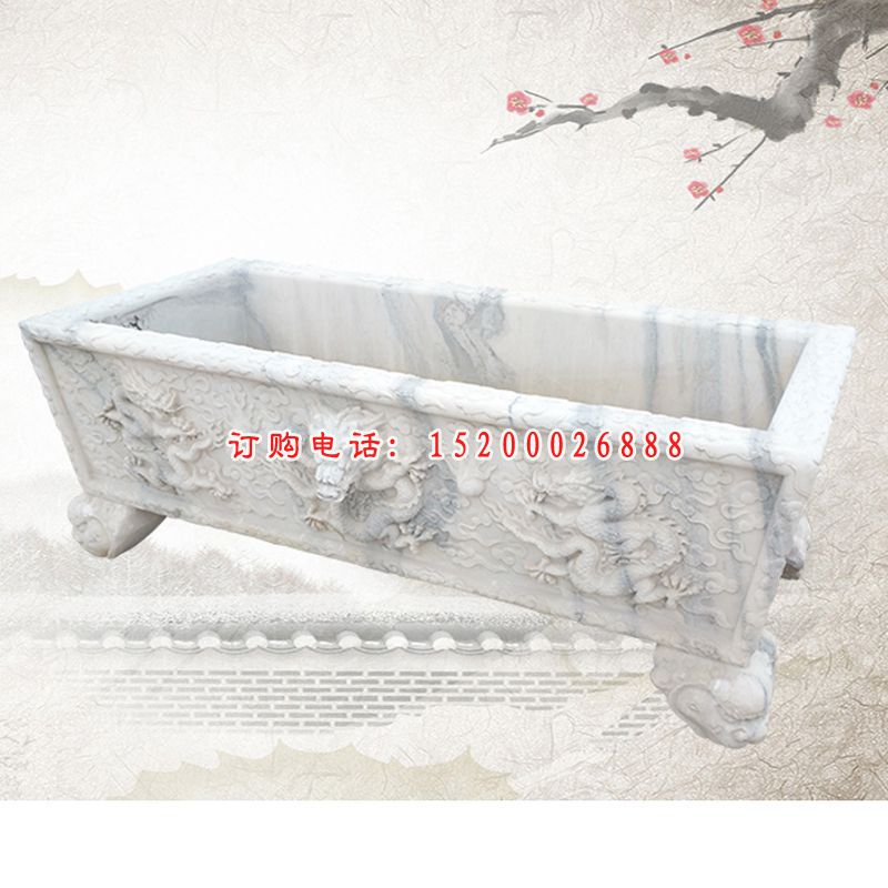 石雕庭院景观方形鱼缸景观雕塑 (3)