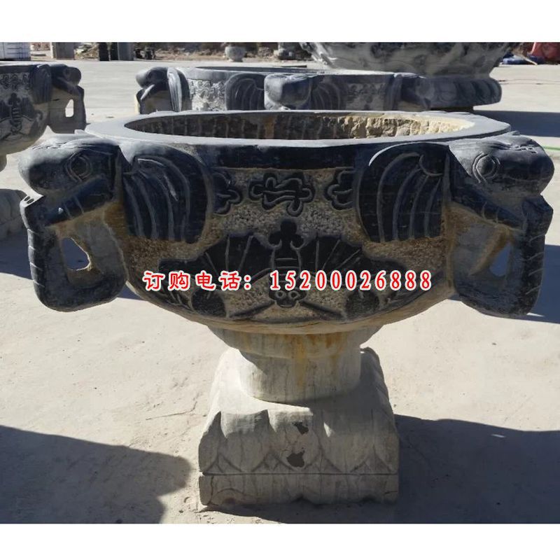 石水缸，青石水缸，仿古石水缸雕塑 (1)