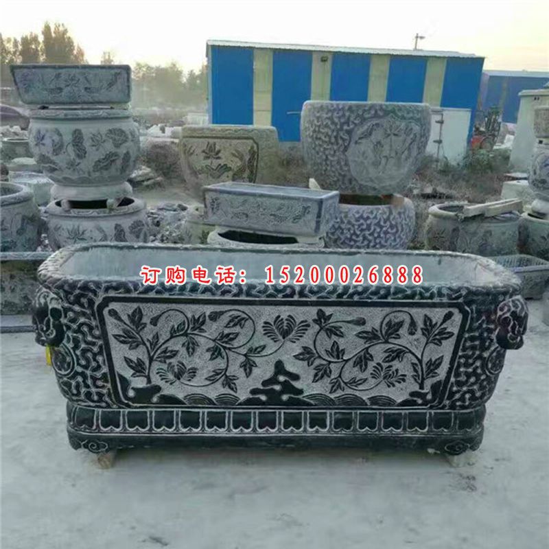 庭院景观石雕，仿古水缸雕塑