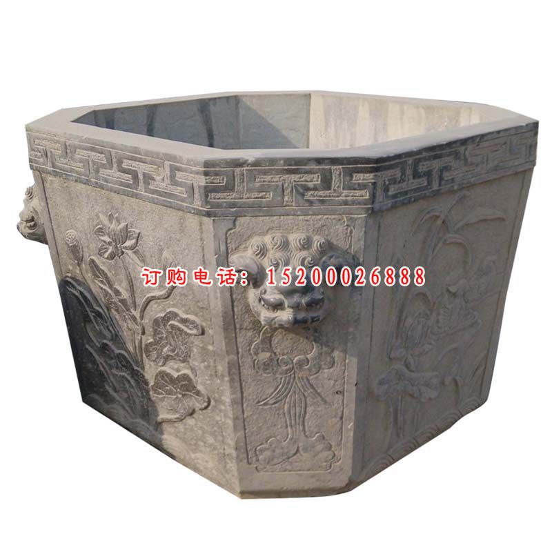 大理石年年有余花盆   石雕庭院景观摆件 (19)