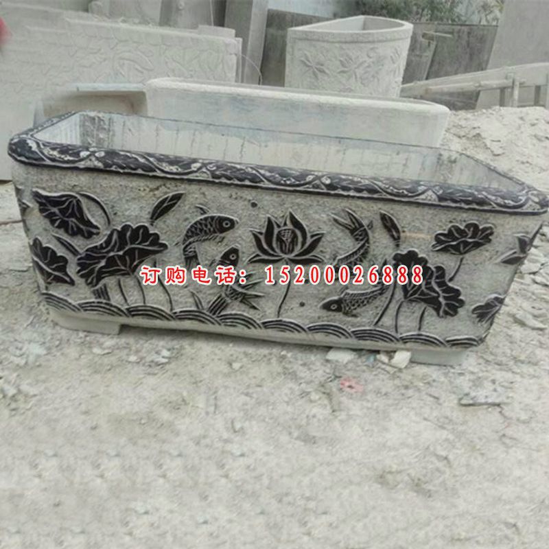 仿古公园荷花水缸,园林景观石雕 (2)3