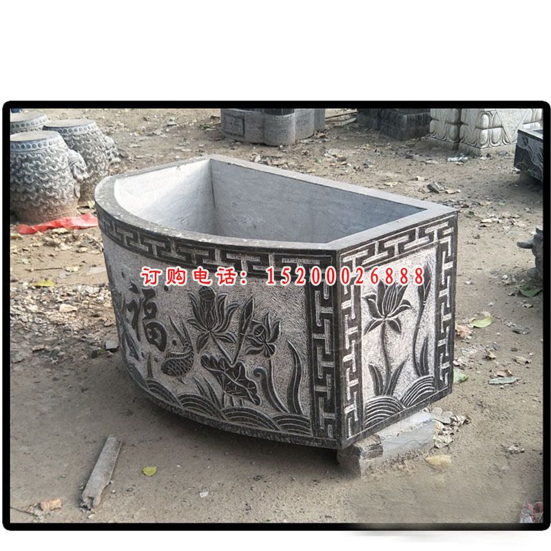 仿古水缸雕塑，庭院景观石雕