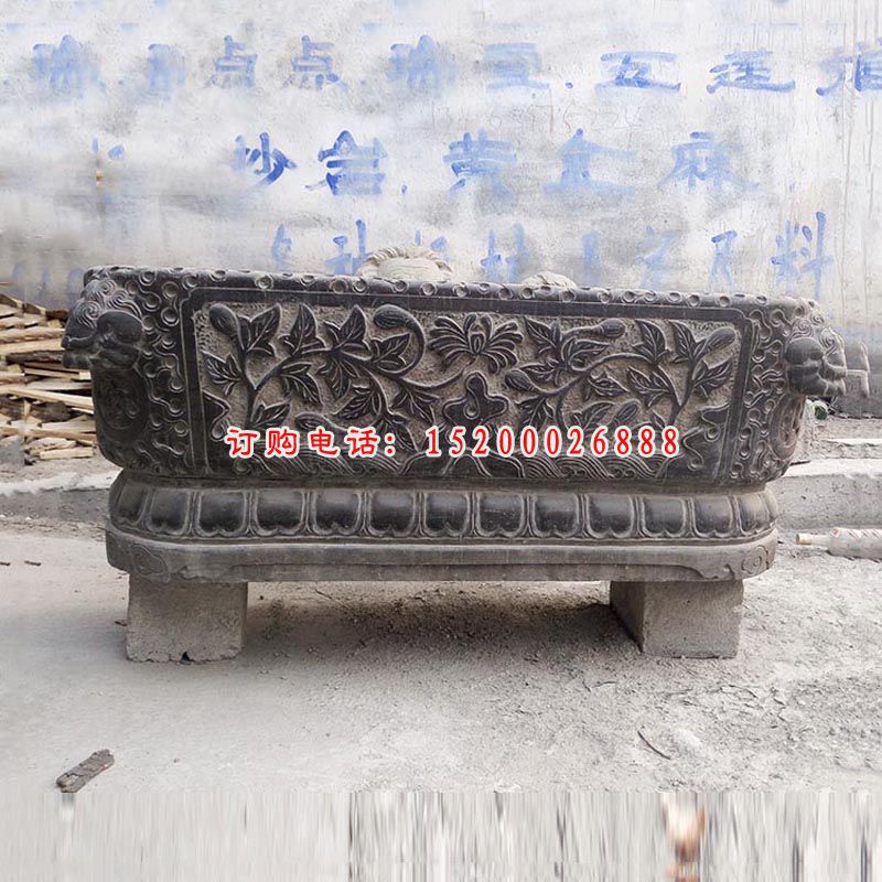 方形水缸公园景观雕塑，青石石雕塑 (2)