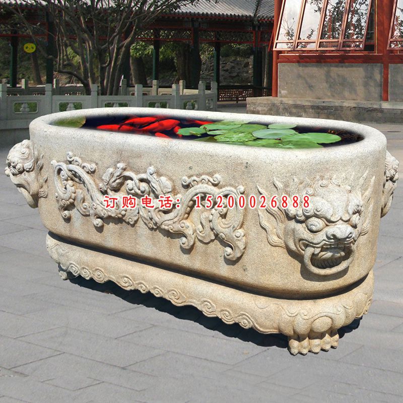 公园景观摆件，石雕鱼缸