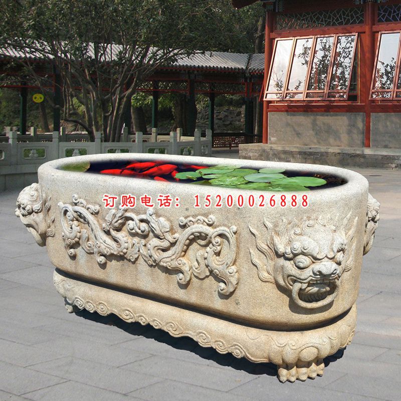 园林景观石雕，石雕鱼缸