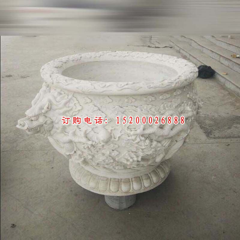 大理石龙头水缸  石雕小区景观雕塑