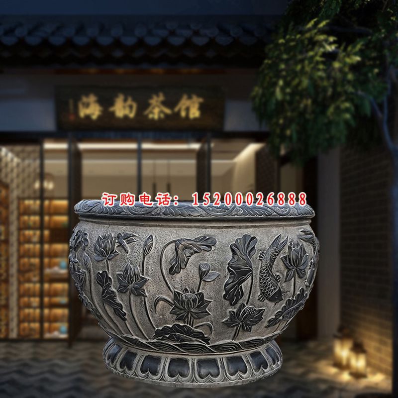 仿古水缸雕塑，公园景观石雕