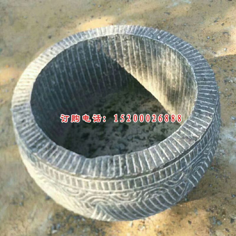 青石仿古水缸 庭院圆形水缸石雕 (2)