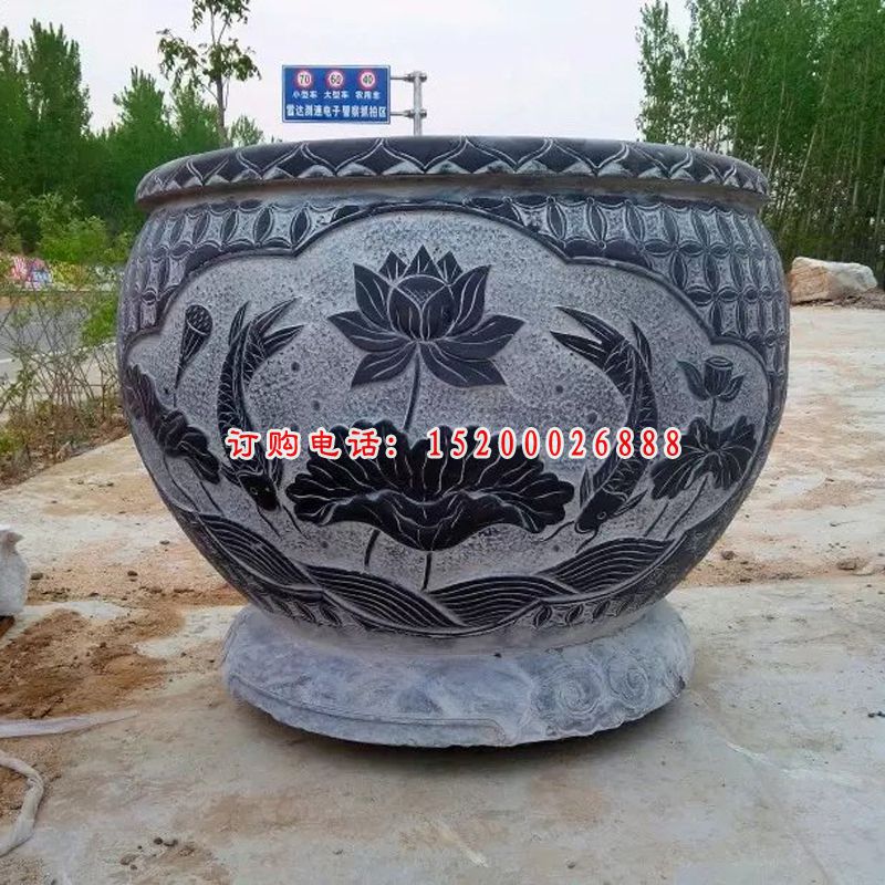 青石花盆，仿古石水盆(1)