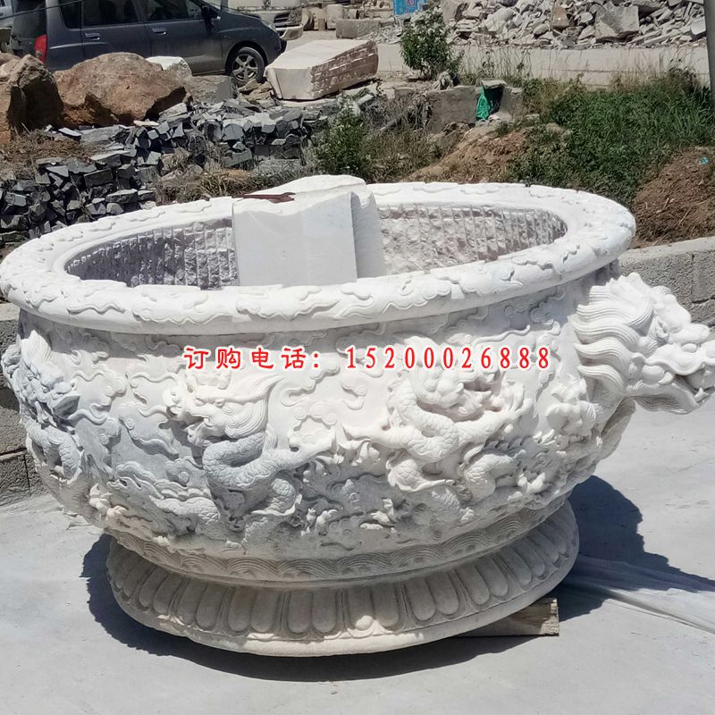 石雕花盆雕塑   大理石景观摆件 (1)