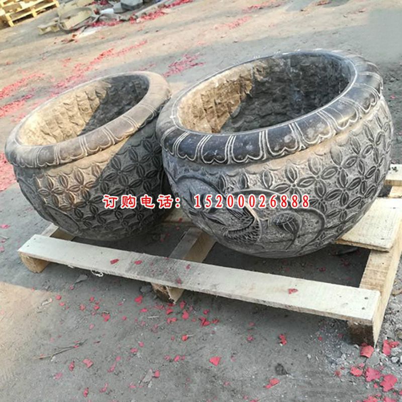 石雕花盆雕塑   大理石景观摆件 (4)